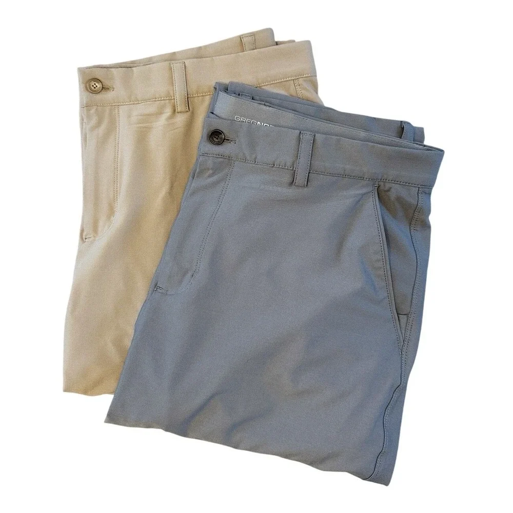 Greg Norman ML75 Microlux Golf Pants Lot Of 2 Mens 36x32 Gray Tan Khaki Stretch